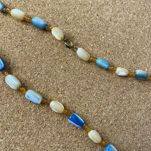 Retro beads multi colored coastal ocean theme golden clasp - Picture 2 of 4